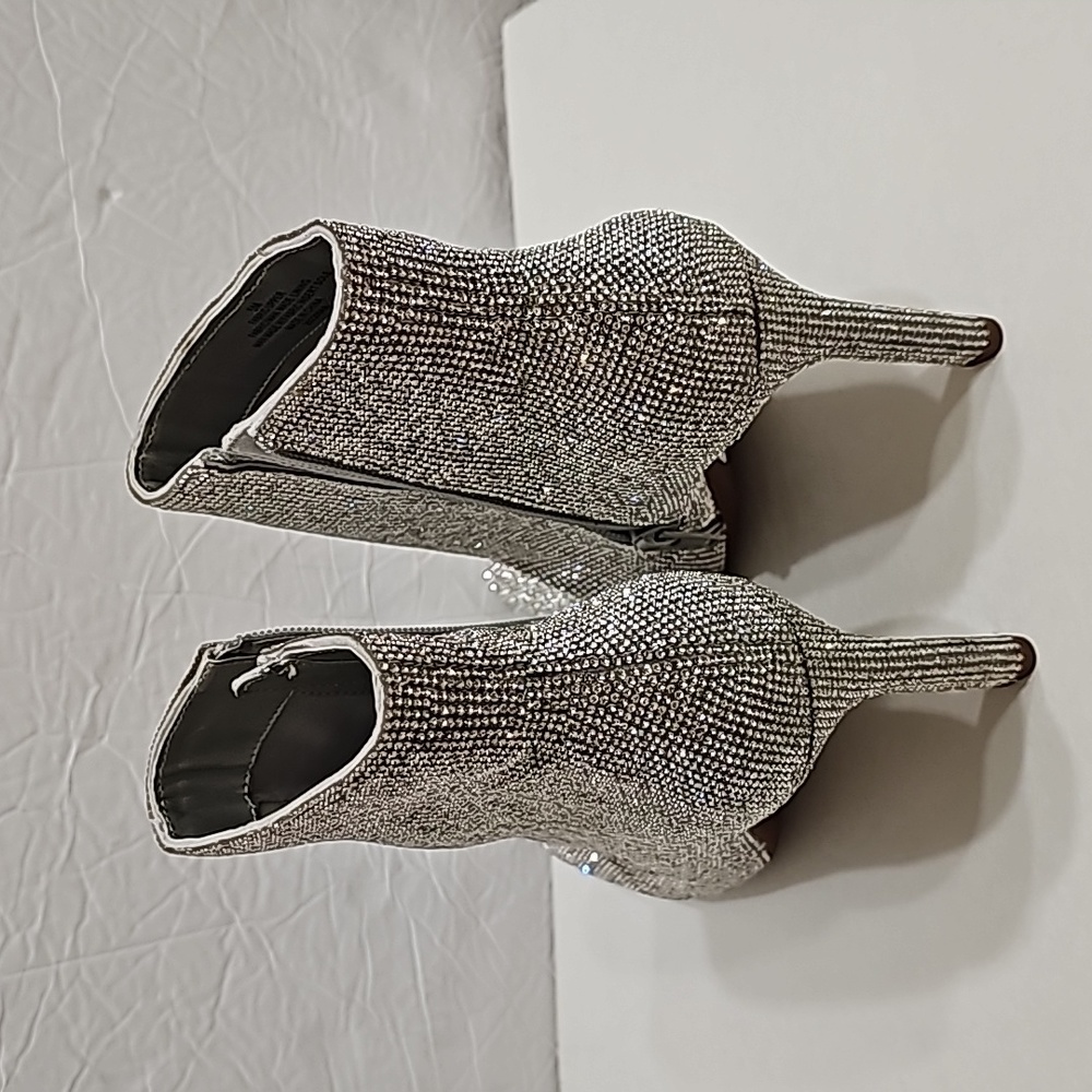 Rinestone Sparkling Stiletto Sequin Ankle Bootie - Picture 4 of 9